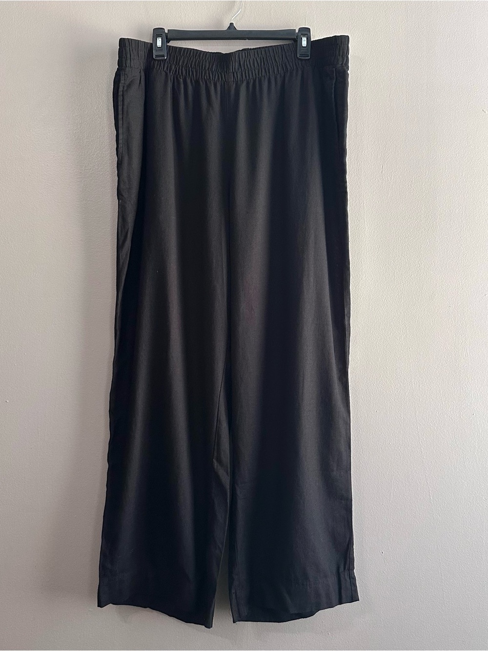 Old Navy Black Linen Blend High Rise Wide Leg Coastal Pull-on Pants Womens XL